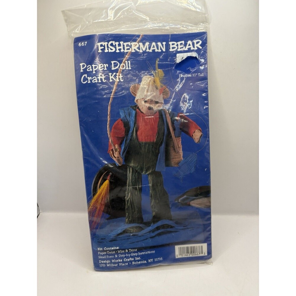 Design Works Crafts Paper Doll Craft Kit Fisherman Bear 10” Tall